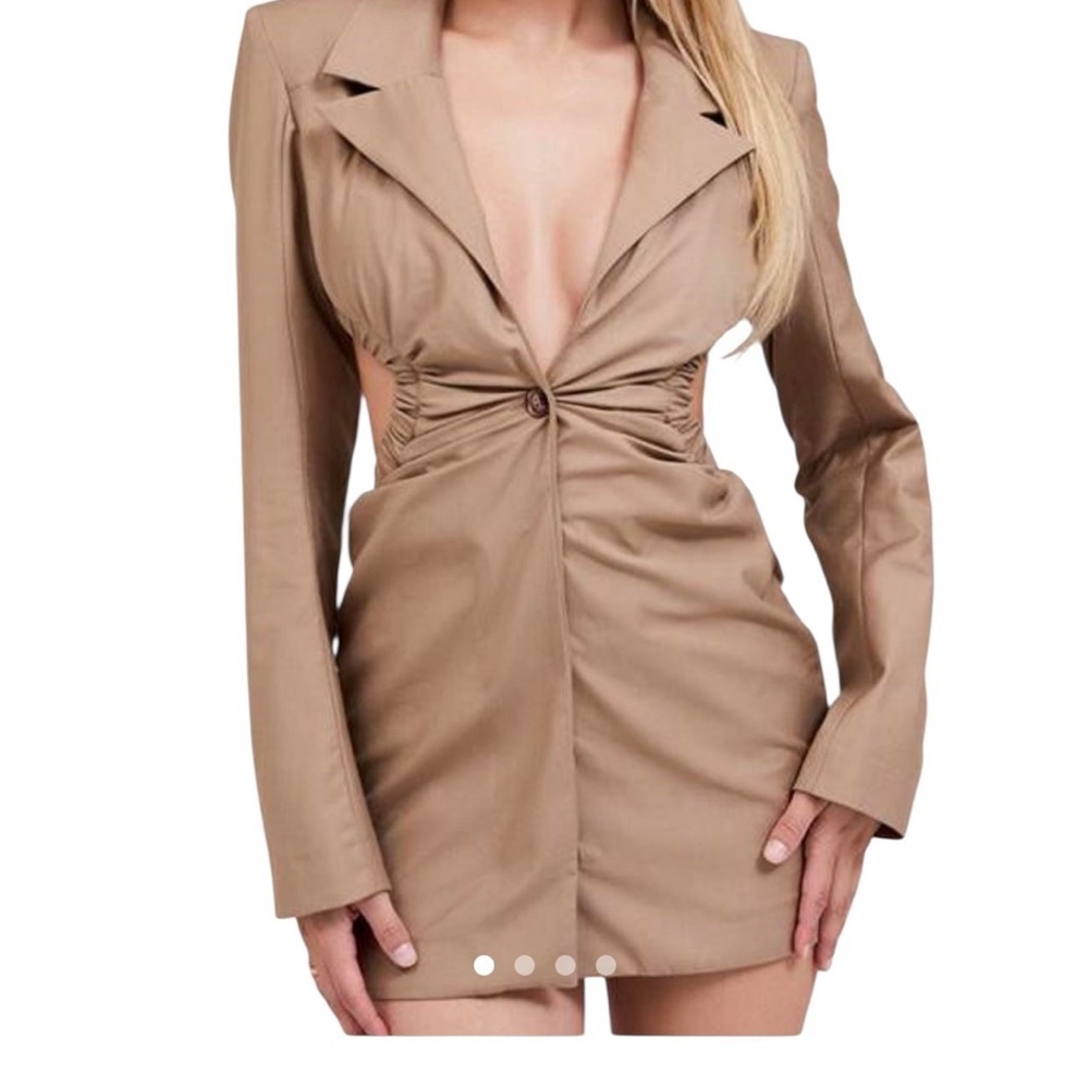 Mistress Rocks Stylish Tan Mini Dress